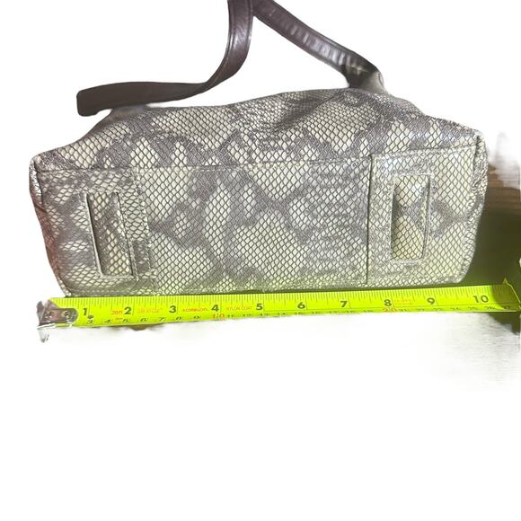 Vintage Tignanello leather handbag shoulder bagcream and brown snakeskin print - Picture 11 of 11